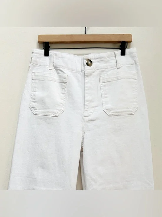 Anthropologie Maeve The Colette Crop Wide-Leg High Rise Jeans in White size 30 - Picture 4 of 13